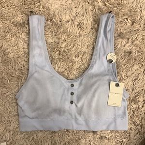 Lucky Brand Ribbed Sports Bra Baby Blue